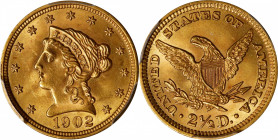 1902 Liberty Head Quarter Eagle. MS-64 (PCGS).
PCGS# 7854. NGC ID: 25LT.
From the Gurian Collection of Liberty Head Gold.