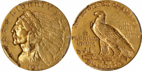 1911 Indian Quarter Eagle. AU-55 (PCGS).
PCGS# 7942. NGC ID: 2893.