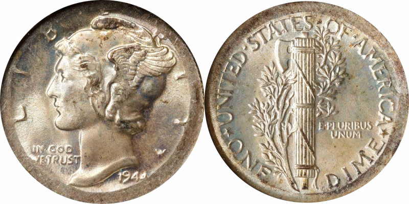 1944 Mercury Dime--Broadstruck--MS-64 (ANACS). OH.