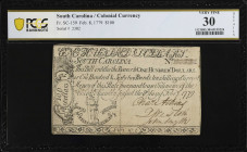 SC-159. South Carolina. February 8, 1779. $100. PCGS Banknote Very Fine 30 Details. Repaired Internal Split.
No.2382. Three signatures. Thomas Coram ...