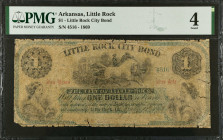 Little Rock, Arkansas. Little Rock City Bond. 1869 $1. PMG Good 4.
(Rothert UNL) July 14, 1868. Imprint of National Bank Note Company. Printed in gre...