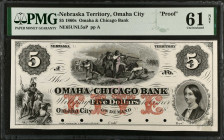 Omaha City, Nebraska Territory. Omaha & Chicago Bank. 1860s $5. PMG Uncirculated 61 Net. Tape Repairs. Proof.
(NE-65 UNL) Plate A. Six POCs. Printed ...