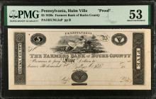 Hulm Ville, Pennsylvania. Farmers Bank of Bucks County. 1820s $5. PMG About Uncirculated 53. Proof.
(PA-185 Unlisted) Murray, Draper, Fairman & Co. I...