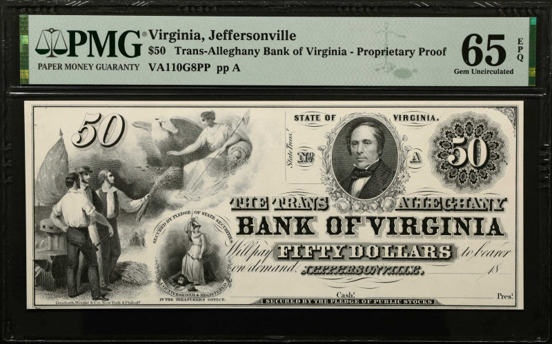 Jeffersonville, Virginia. Trans-Alleghany Bank of Virginia. 18xx $50. PMG Gem Un...