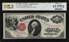 Fr. 39. 1917 $1 Legal Tender Note. PCGS Banknote Choice Uncirculated 63 PPQ.
A bright & attractive offering of this popular large size ace.
Estimate...