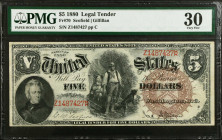 Fr. 70. 1880 $5 Legal Tender Note. PMG Very Fine 30.
PMG comments "Minor Restoration."
Estimate: $600.00- $800.00