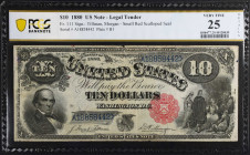 Fr. 111. 1880 $10 Legal Tender Note. PCGS Banknote Very Fine 25 Details. Edge Tears, Paper Scuffs.
PCGS Banknote comments "Edge Tears, Paper Scuffs."...