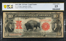 Fr. 122. 1901 $10 Legal Tender Note. PCGS Banknote Choice Fine 15.
PCGS Banknote comments "Minor Edge Tear."
Estimate: $700.00- $900.00