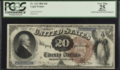 Fr. 132. 1880 $20 Legal Tender Note. PCGS Currency Very Fine 25 Apparent. Small Edge and Internal Repairs.
Bruce - Wyman signature combination with l...