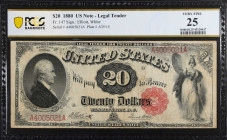 Fr. 147. 1880 $20 Legal Tender Note. PCGS Banknote Very Fine 25.
Hamilton is depicted at left with Victory at right holding a shield & sword.
Estima...