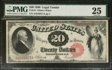 Fr. 147. 1880 $20 Legal Tender Note. PMG Very Fine 25.
Elliott - White signature combination.
Estimate: $600.00- $800.00