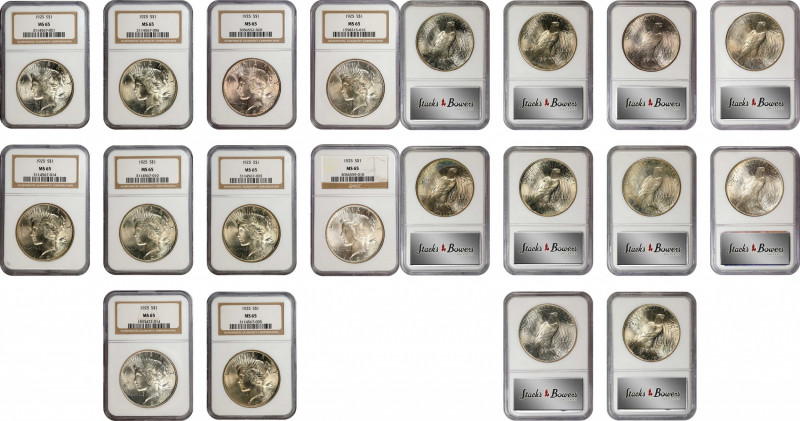 Lot of (10) 1925 Peace Silver Dollars. MS-65 (NGC).
PCGS# 7365. NGC ID: 257L.