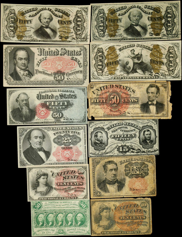 Lot of (12) Mixed Fractionals. 10, 15, 25 & 50 Cents. Poor to About Uncirculated...