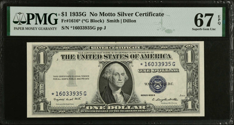 Fr. 1616*. 1935G $1 Silver Certificate Star Note. PMG Superb Gem Uncirculated 67...