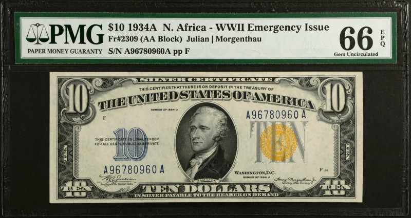 Fr. 2309. 1934A $10 North Africa Emergency Note. PMG Gem Uncirculated 66 EPQ.
A...