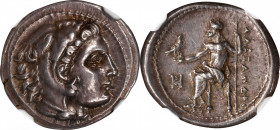 MACEDON. Kingdom of Macedon. Philip III, 323-317 B.C. AR Drachm (4.28 gms), Miletos Mint, ca. 323-319 B.C. NGC Ch EF, Strike: 4/5 Surface: 5/5. Die Sh...