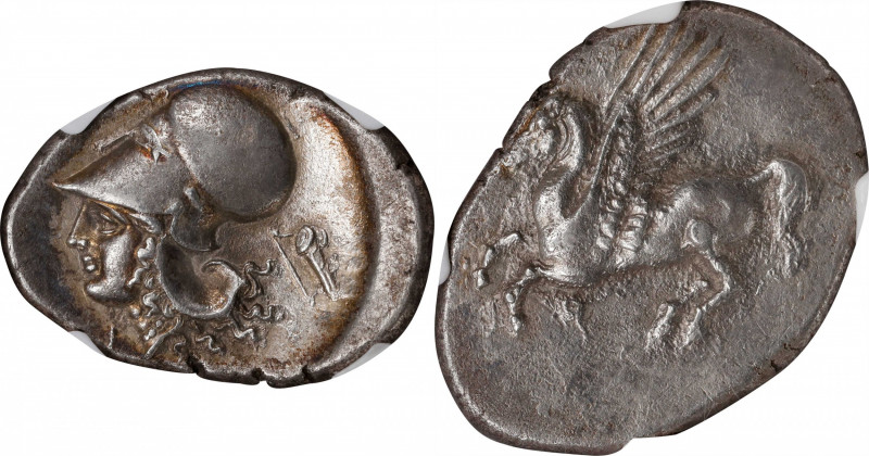 CORINTHIA. Corinth. AR Stater (8.13 gms), ca. 345-307 B.C. NGC AU, Strike: 4/5 S...