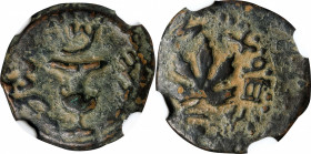 JUDAEA. First Jewish War, 66-70 C.E. AE Prutah (2.30 gms), Jerusalem Mint, Year 2 (67/8 C.E.). NGC VF, Strike: 4/5 Surface: 3/5. Repatinated.
Hendin-...