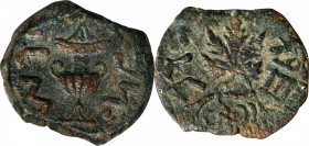 JUDAEA. First Jewish War, 66-70 C.E. AE Prutah (2.22 gms), Jerusalem Mint, Year 3 (68/9 C.E.). VERY FINE.
Hendin-1363; Meshorer-204. Obverse: Amphora...