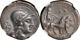 ROMAN REPUBLIC. M. Volteius M.f. AR Denarius (3.98 gms), Rome Mint, ca. 78 B.C. NGC Ch EF, Strike: 4/5 Surface: 4/5. Light Scratches.
Cr-385/4; Syd-7...