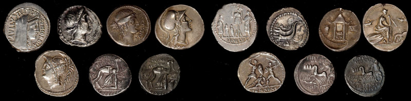 ROMAN REPUBLIC. Septet of Silver Denarii (7 Pieces), ca. 2nd and 1st centuries B...