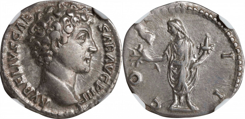 MARCUS AURELIUS AS CAESAR, A.D. 139-161. AR Denarius, Rome Mint, A.D. 145-147. N...