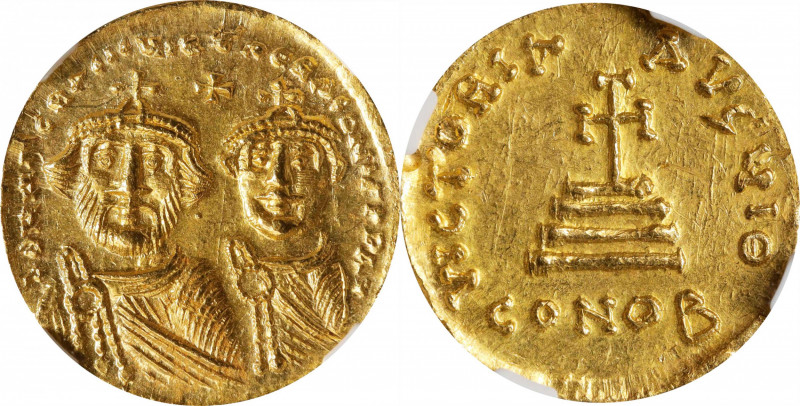 HERACLIUS & HERACLIUS CONSTANTINE, 610-641. AV Solidus (3.96 gms), Constantinopl...