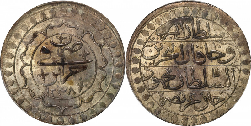 ALGERIA. Budju, AH 1237 (1822). Mahmud II. PCGS MS-61.
KM-68.
Estimate: $60.00...