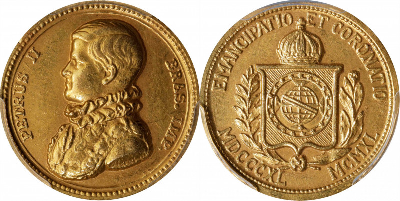 BRAZIL. Pedro II/End of Regency Gold Medal, 1940. PCGS MS-62.
Struck upon the 1...