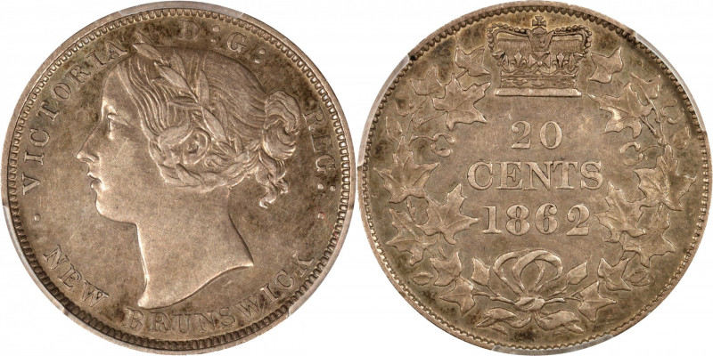 CANADA. New Brunswick. 20 Cents, 1862. London Mint. Victoria. PCGS AU-53.
KM-9....