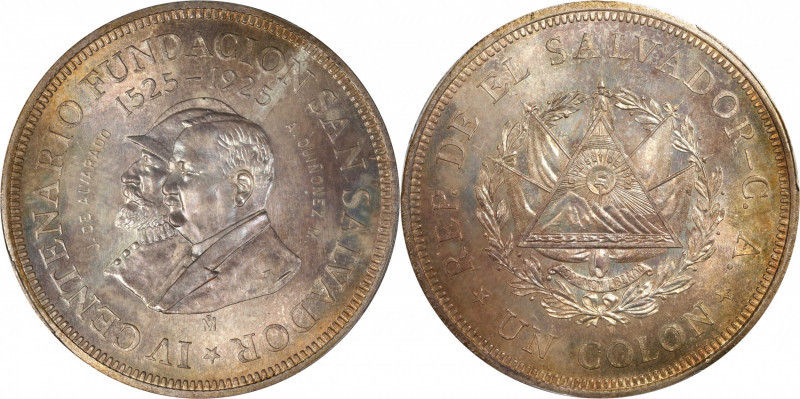 EL SALVADOR. Colon, 1925-Mo. Mexico City Mint. PCGS MS-65.
KM-131. Mintage: 2,0...