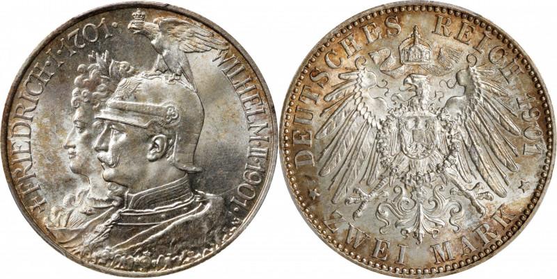 GERMANY. Prussia. 2 Mark, 1901. Berlin Mint. Wilhelm II. PCGS MS-65+.
KM-525; J...