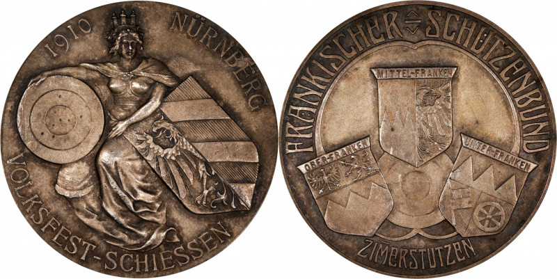 GERMANY. Empire. Nurnberg. Franconian Rifle Association Silver Medal, 1910. PCGS...