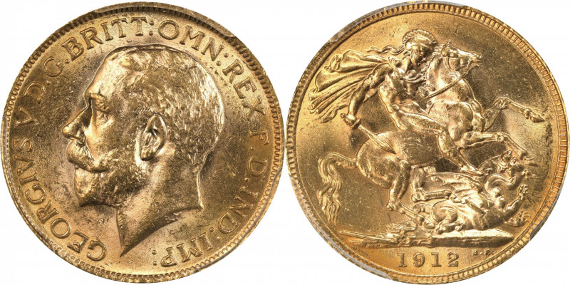 GREAT BRITAIN. Sovereign, 1912. London Mint. George V. PCGS MS-63.
S-3996; Fr-4...