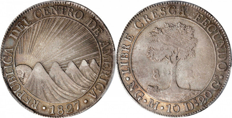 GUATEMALA. Central American Republic. 8 Reales, 1827-NG M. Nueva Guatemala Mint....