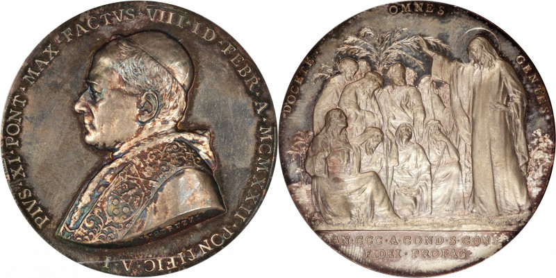 ITALY. Vatican City. Ambrogio Damiano Achille Ratti Silver Medal, 1922. Pius XI....