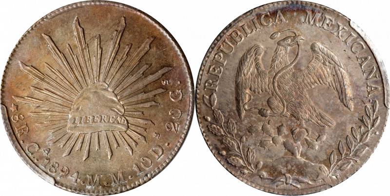 MEXICO. 8 Reales, 1894-Ca MM. Chihuahua Mint. PCGS MS-64.
KM-377.2; DP-Ca77.
E...