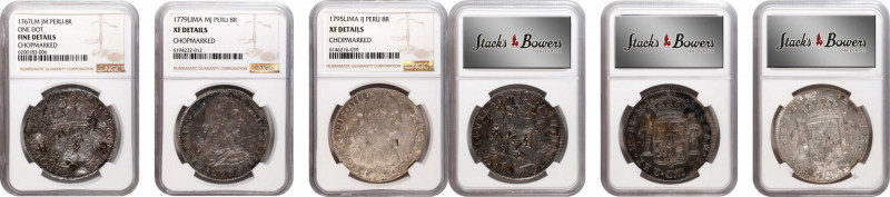 PERU. Trio of Chopmarked 8 Reales (3 Pieces), 1767-95. Lima Mint. All NGC Certif...