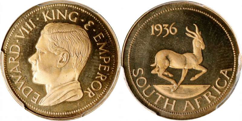 SOUTH AFRICA. Gold Fantasy Sovereign, "1936" (1984). Edward VIII. PCGS PROOF-67 ...