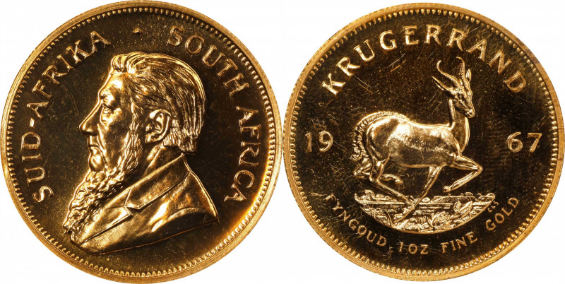 SOUTH AFRICA. Krugerrand, 1967. GEM UNCIRCULATED.
Fr-B1; KM-73. AGW: 1.0003 oz....