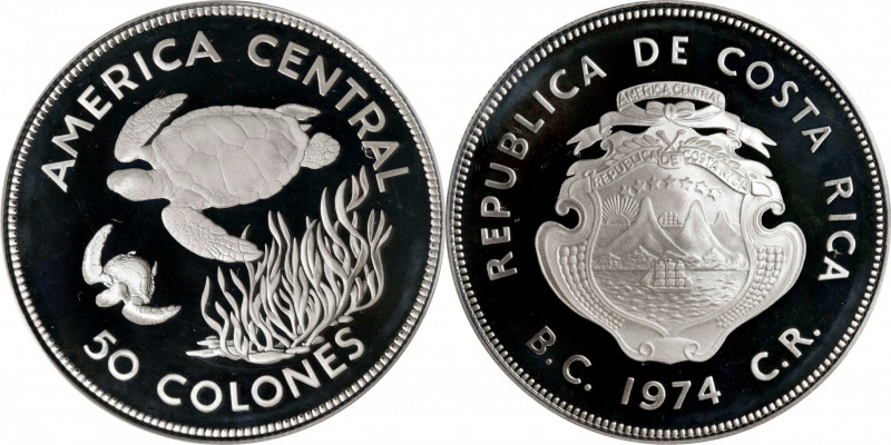 COSTA RICA. 50 Colones, 1974. PCGS PROOF-69 Deep Cameo.
KM-200a. Wildlife Conse...