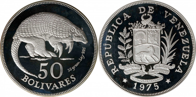 VENEZUELA. 50 Bolivares, 1975. PCGS PROOF-69 Deep Cameo.
KM-Y-47. Wildlife Cons...