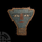 Egyptian Faience Bead Mummy Mask Late Period-Ptolemaic Period, 664-30 B.C. A bifacial panel of small glazed composition beads in various colours repre...