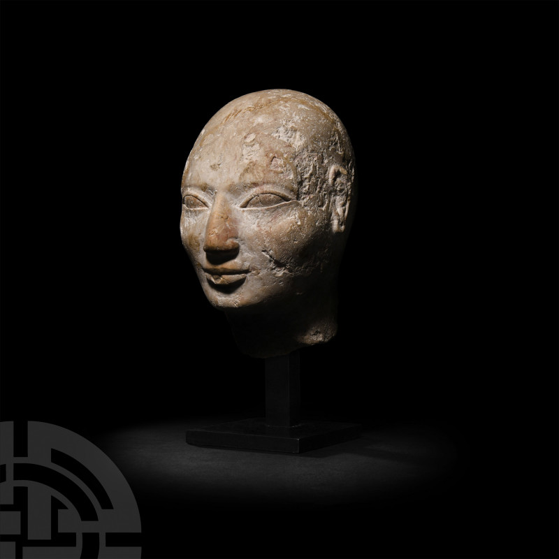 Egyptian Marmoreal Limestone Head Late Period, 664-332 B.C. A very fine marmorea...