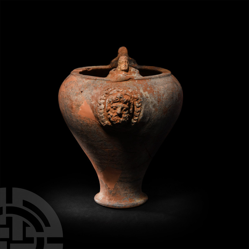 Large Greek Terracotta Situla 5th-3rd century B.C. A terracotta situla with bulb...