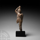 Cretan Terracotta Hydria-Wearer 5th-4th century B.C. A terracotta ?????-???? (Hydria - water pot - wearer), formed as a standing female figure dressed...