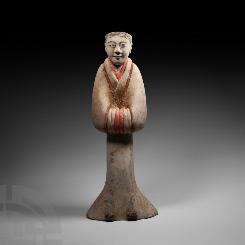 Chinese Han Standing Attendant Han Dynasty, 206 B.C.-220 A.D. A earthenware atte...
