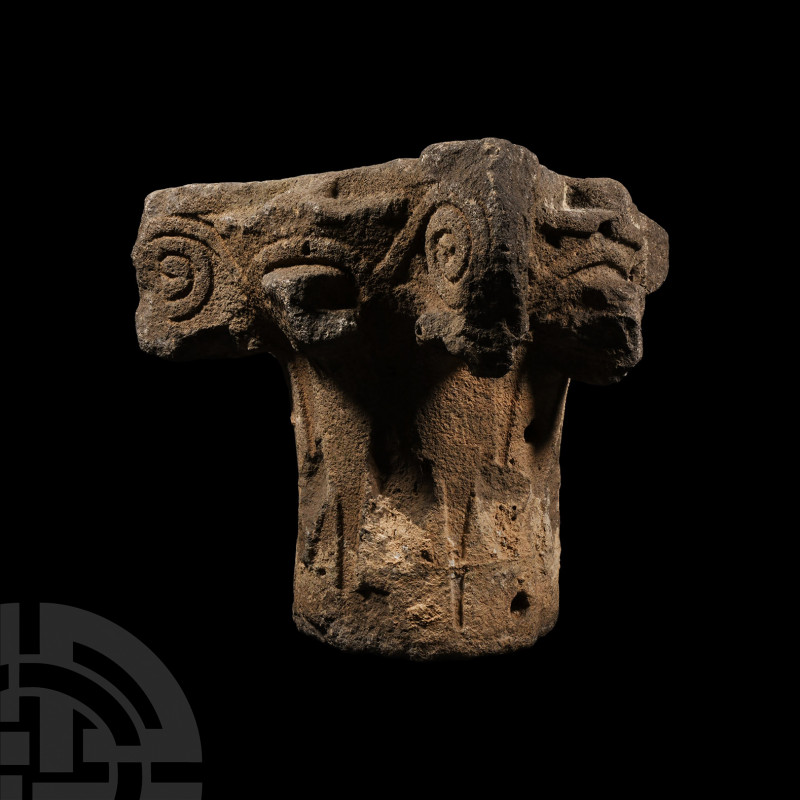 Large Medieval Crusader Period Carved Capital 12th-13th century A.D. A large sto...