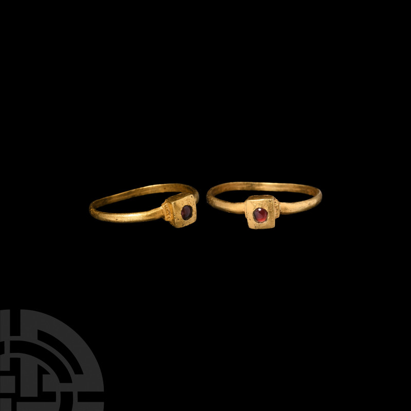 'The Great Wolds Valley' Medieval Gold Ring with Rose-Coloured Garnet 13th centu...