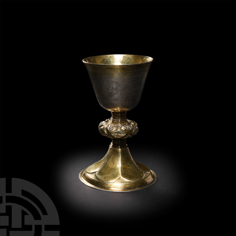 Medieval Silver-Gilt Liturgical Chalice France, circa 1500-1520 A.D. A tall silv...